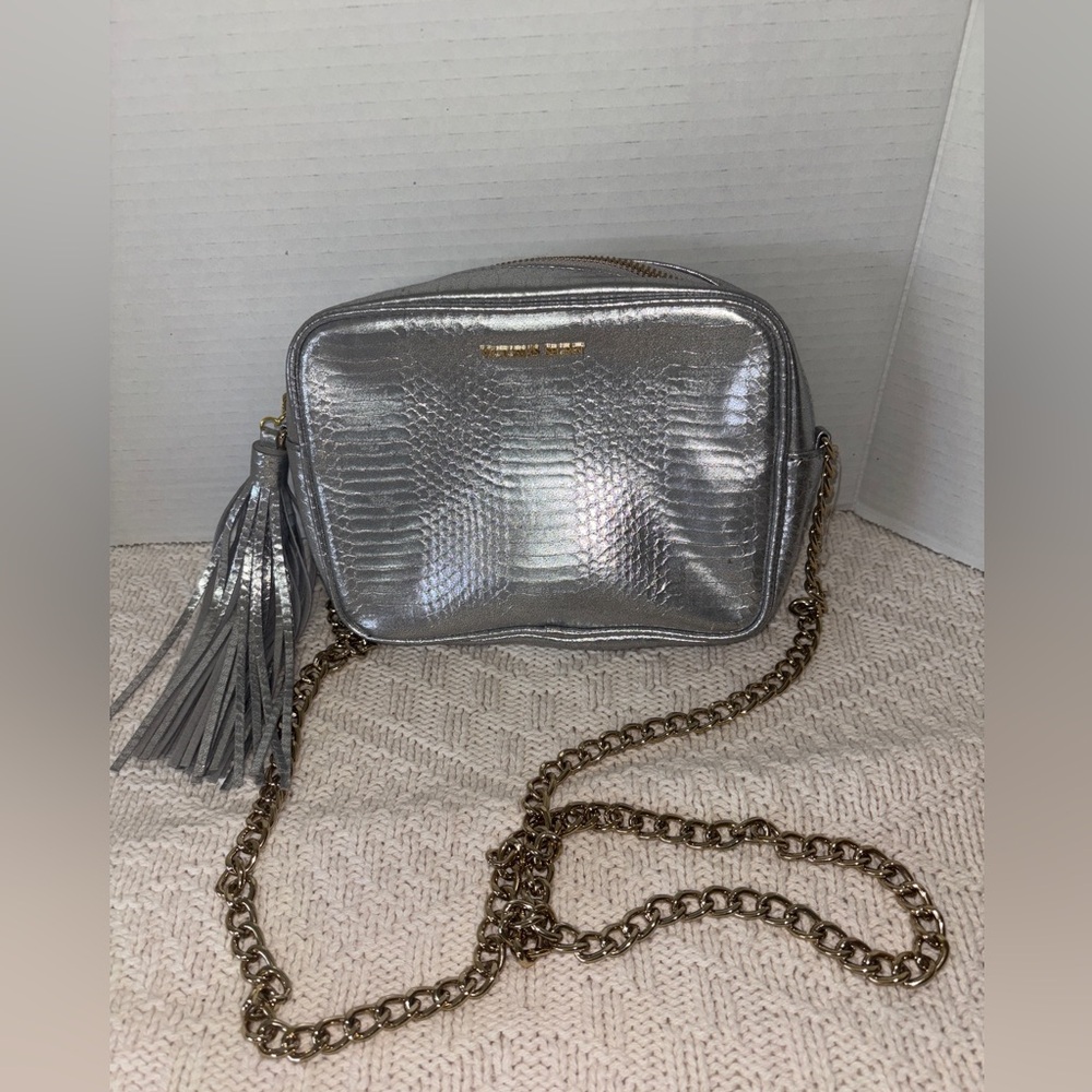 Victoria’s Secret Silver Tassel Gold Chain Crossbody Purse OS